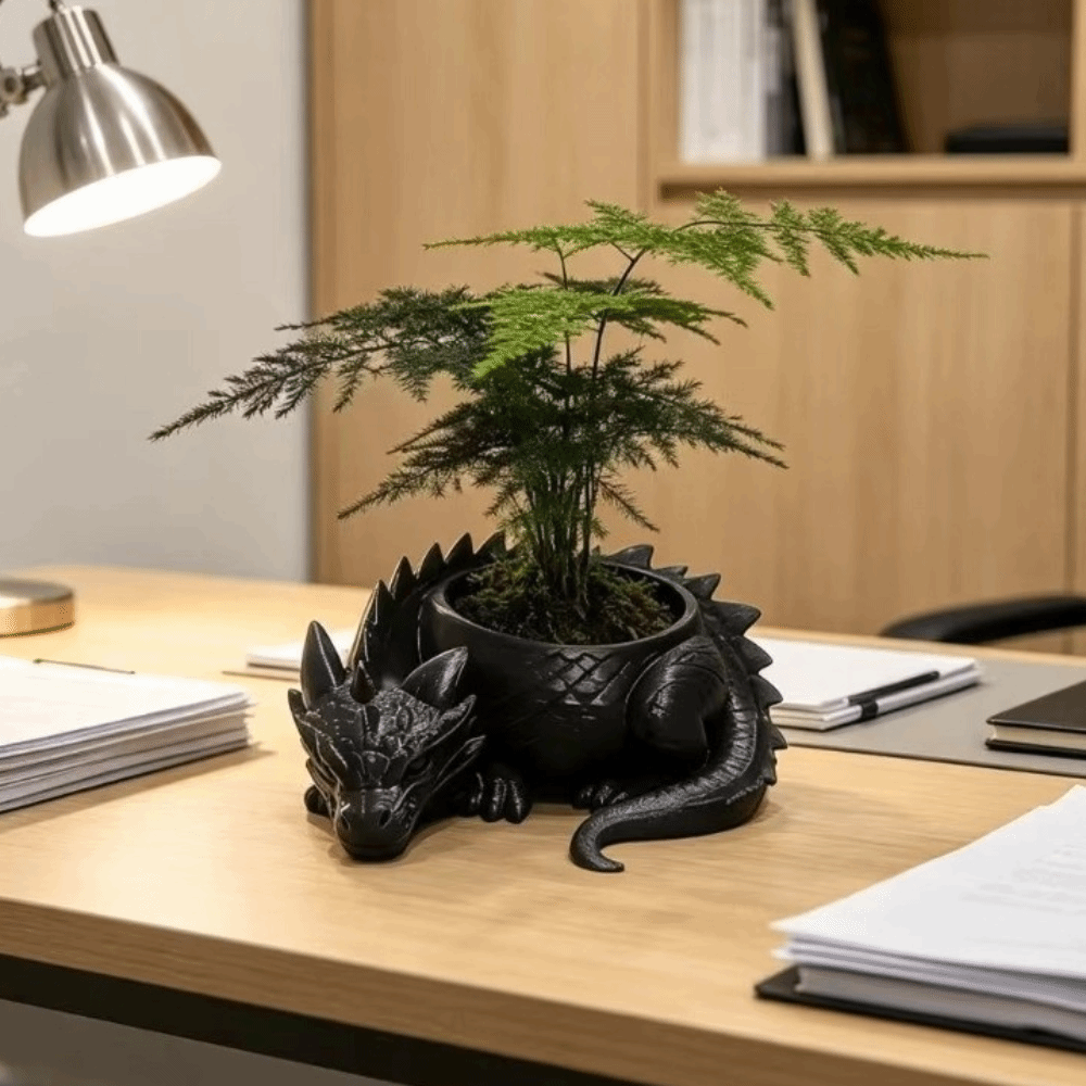 Snake Plant Ceramic - Maceta con Forma de Dragón Impresa